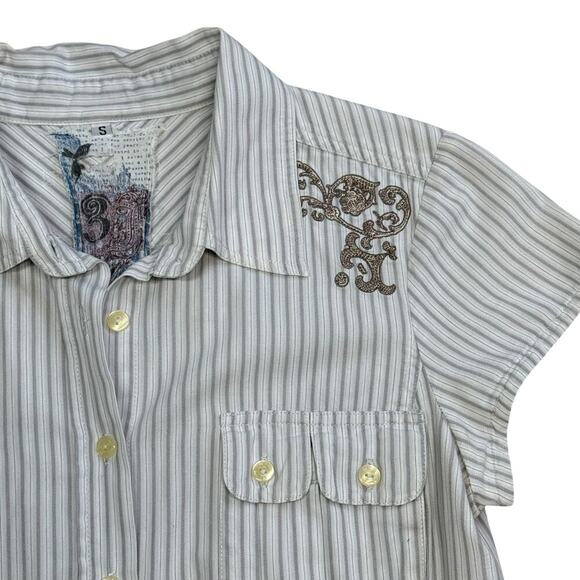 3J Workshop Johnny Was Button Front Embroidered Cargo Pocket Shirt Small - Picture 10 of 13